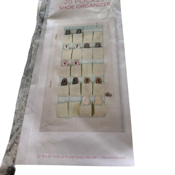 Isaac Mizzrahi Shoe Organizer & Medium Storage Box Beige w/ Green Polka Dots NEW - Picture 2 of 7